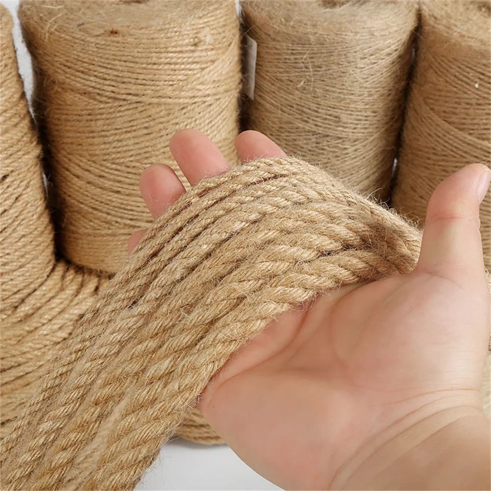 1-14mm fio de juta natural corda de juta vintage serapilheira para diy artesanato embrulho de presente jardinagem decoração de casamento gato escalada