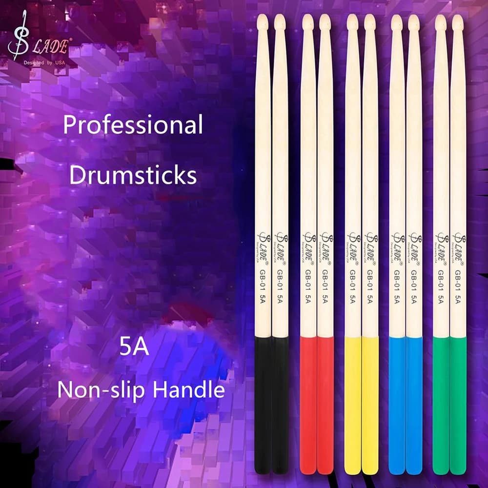 SLADE 1 Pair 5A Bege Drumsticks Acessórios De Percussão De Madeira Profissional 5 Cores Baquetas De Tambor Peças De Instrumento Musical