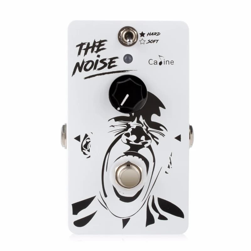 Pedal de guitarra Caline CP-39 noise gate com fundo branco e detalhes em preto.