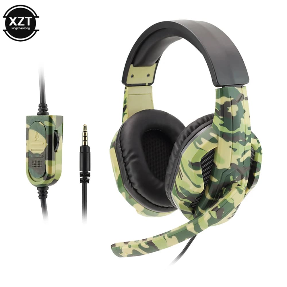 Camuflagem gaming headset 3.5mm aux jack com fio fones de ouvido gamer legal jogo fone de ouvido com microfone para ps4 xbox um pc telefone