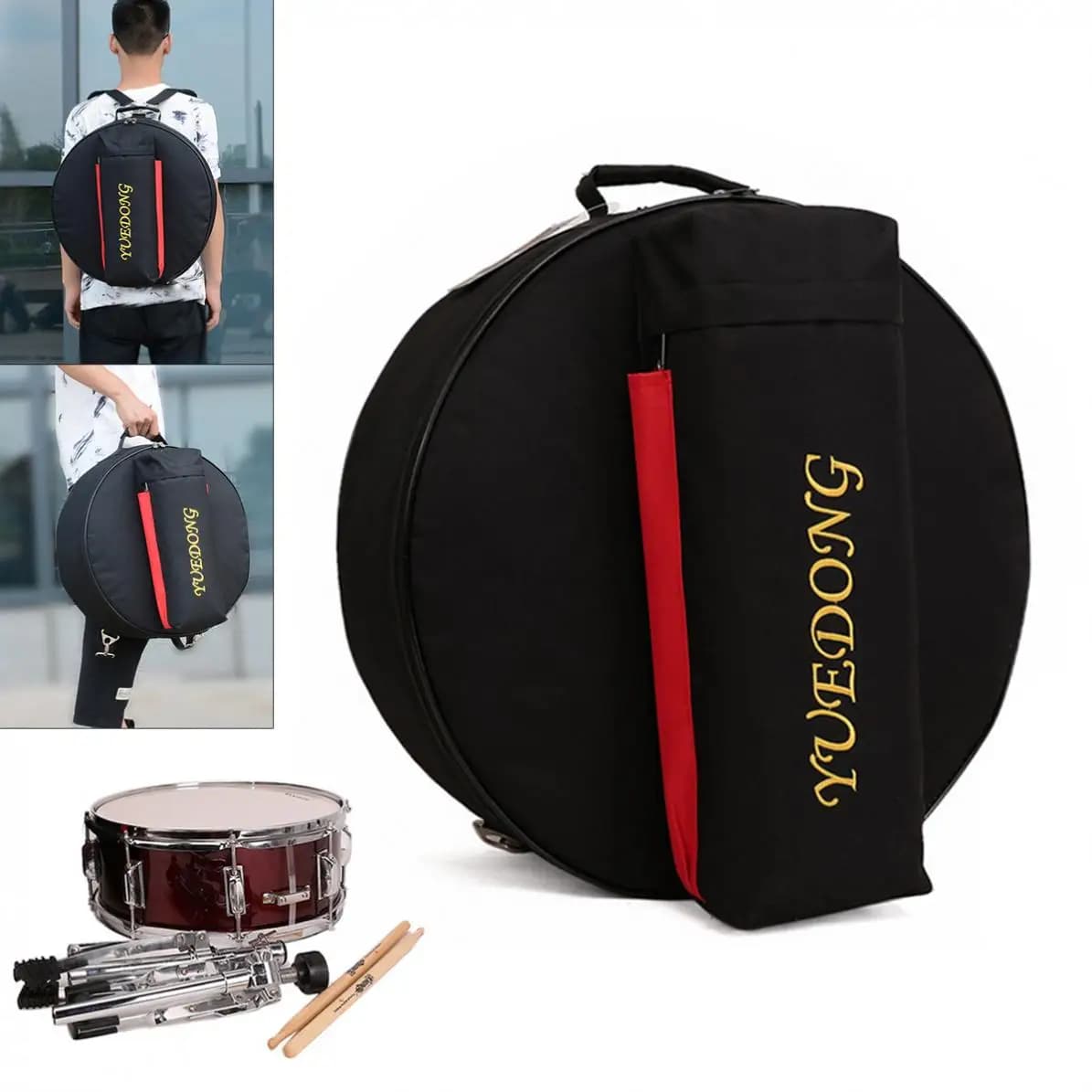 14 Polegada 14.5cm / 17cm de altura snare tambor saco 15mm adicionar baquetas de algodão suporte instrumento percussão à prova dwaterproof água oxford mochila