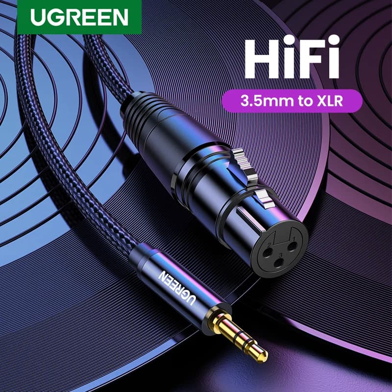 Cabo de áudio Ugreen XLR para 3.5mm com conectores de alta fidelidade