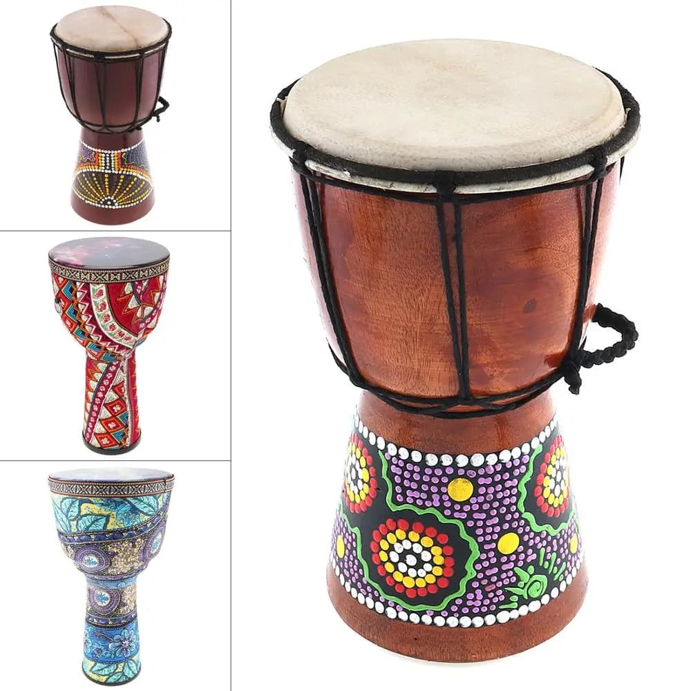 Tambor djembe africano profissional 8 polegadas com design colorido