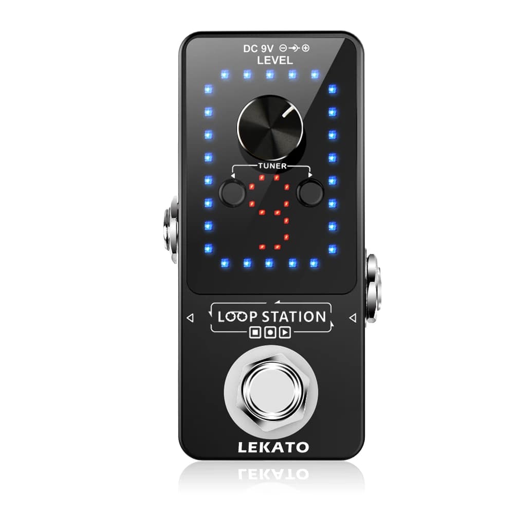 Pedal de efeito de guitarra Lekato, 9 loops, 40 minutos de gravação, com afinador, preto e azul