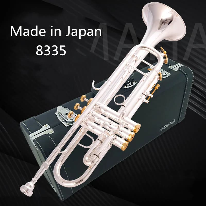 Fabricado no Japão qualidade 8335 Bb Trompete B Plano Latão Banhado a Prata Trompete Profissional Instrumentos Musicais com Estojo de Couro