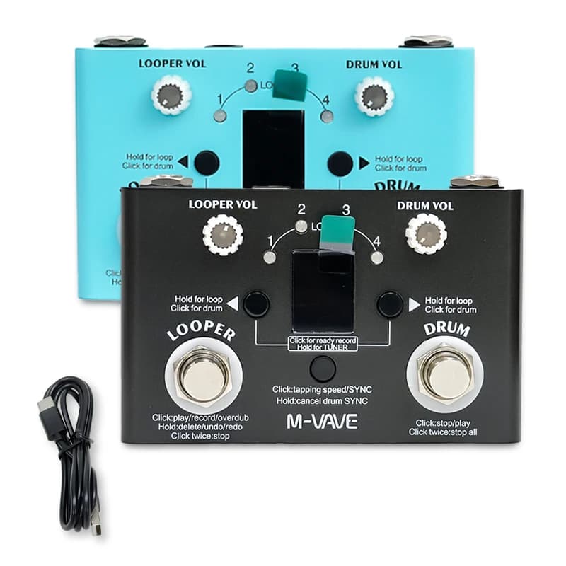 Pedal looper M-VAVE Lost Tempo V2 em fundo branco