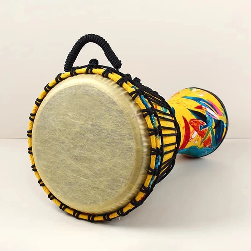 Tambor africano portátil de percussão profissional com decoração multicolorida