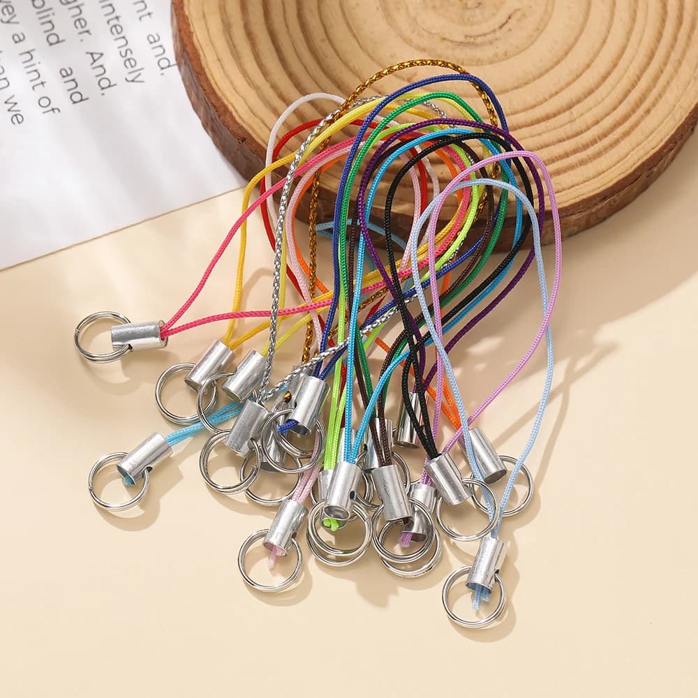 20/50 pçs cabo de poliéster com anel de salto duplo cordão corda para chaveiro artesanato artesanal telefone corda brinquedos diy jóias fazendo