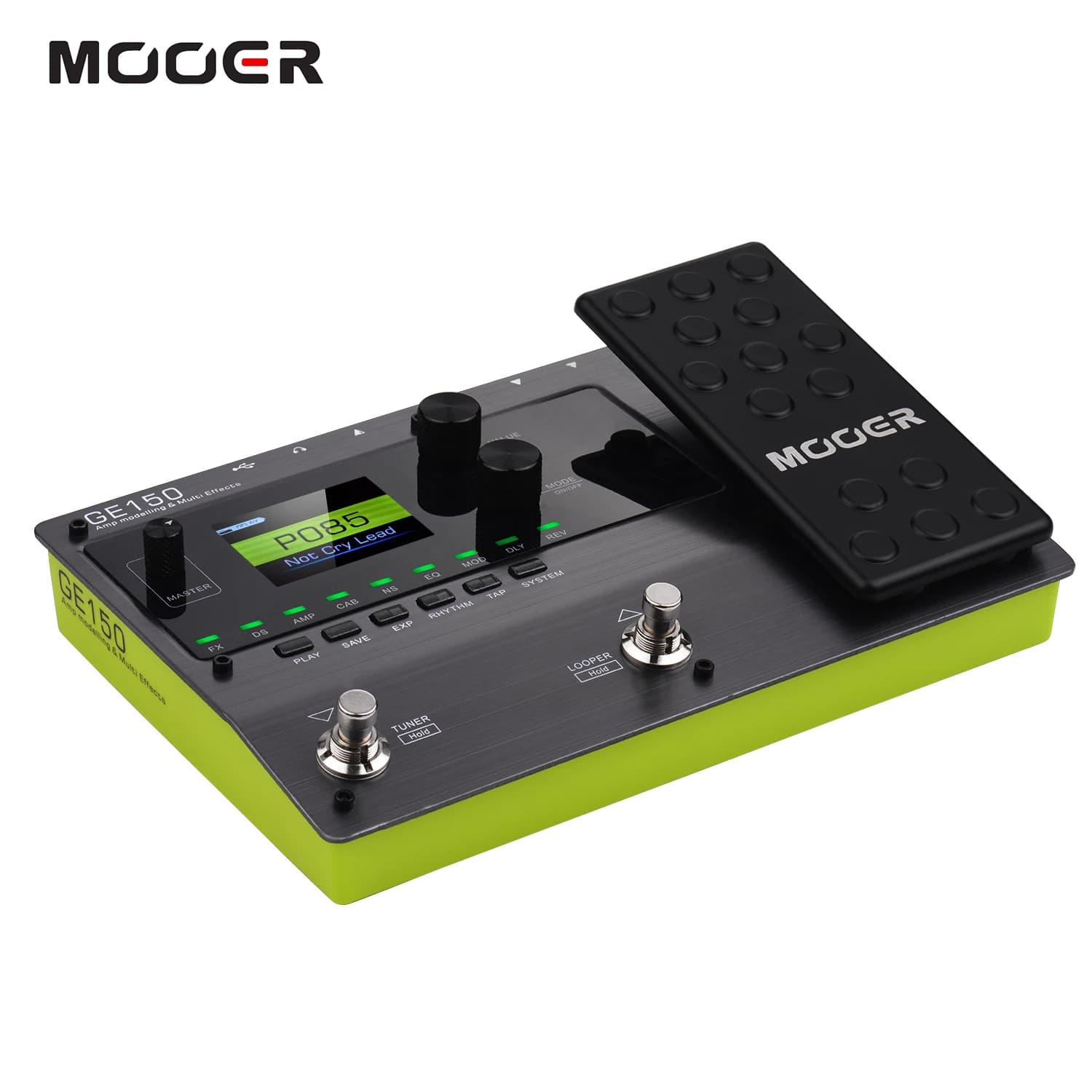 Novo mooer ge150 amp modelagem multi efeitos pedal 55 amplificador modelo 151 efeito 80s looper 40 ritmos de tambor 10 metrônomo torneira temp