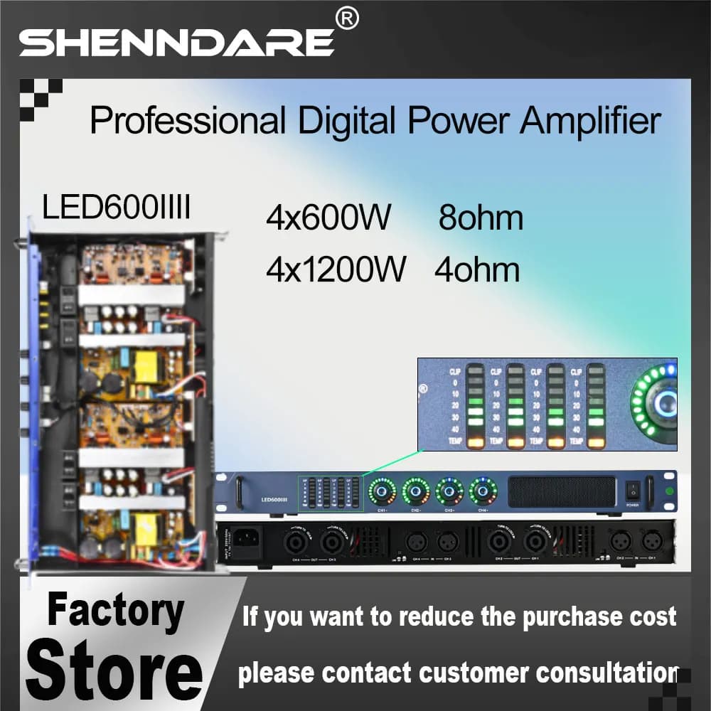 Amplificador de potência profissional ShennDare LED600 4x600W