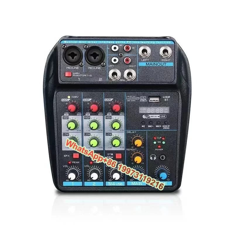Mini mixer de áudio controlador dj console de áudio mixer 4 canais para computador doméstico transmissão ao vivo