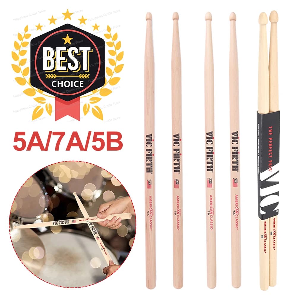 Baquetas de nogueira americana 5a/7a/5b, 2 peças, baquetas de jazz, baquetas de percussão para tambor acústico/eletrônico