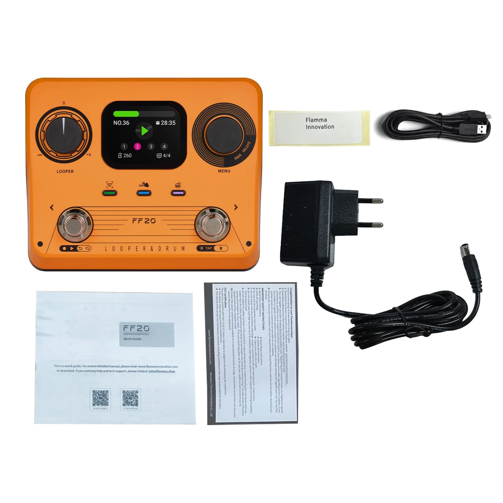 Máquina de tambor looper pedal de efeitos de guitarra controle de pedal duplo gravação estéreo de 5 horas 220 padrões de ritmo tecnologia de estiramento de tempo