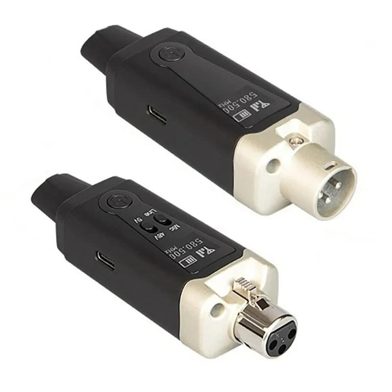 Sistema de microfone sem fio UHF Conversor XLR Mic Transmissor automático, Receptor para condensador