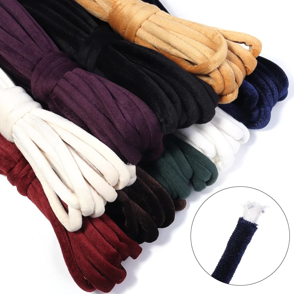 5 jardas 6mm multicolorido trançado veludo tecido corda torção para decoração artesanal diy alça de telefone chaveiro fazendo acessórios