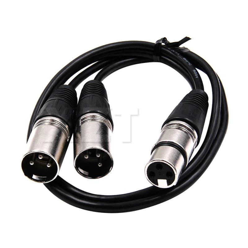 Cabo de áudio XLR 50cm com conectores fêmea duplo e macho