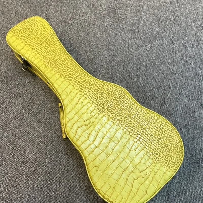 26 Polegada caixa de ukulele de couro forrado de lã à prova de choque à prova de choque portátil amarelo duro caso ukulele acessórios de instrumento musical