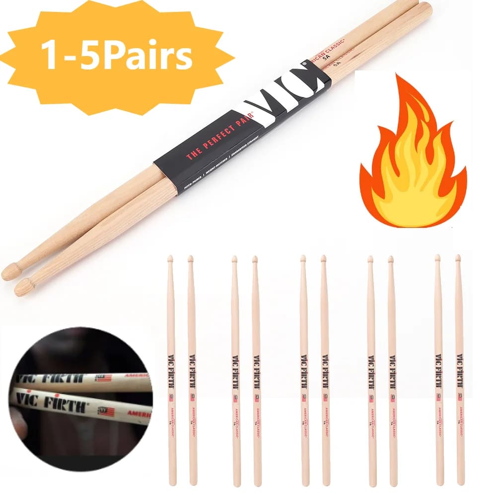 1-5 pares de baquetas 5a/7a baquetas de nogueira maletes jazz tambor varas percussão clássico tambor vara para tambor acústico/eletrônico