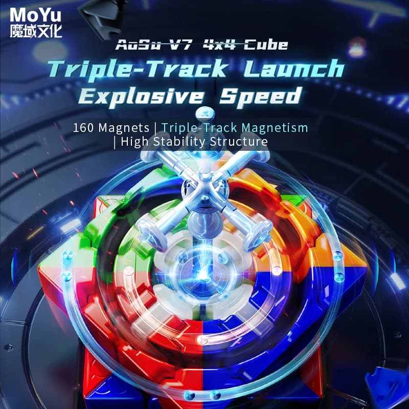 [JudyCube] MOYU AOSU V7 4X4 Pista Ímãs UV Magic Speed Cube Stickerless Aosu Fidget Toys Aosu v7 Cubo Mágico Quebra-cabeça