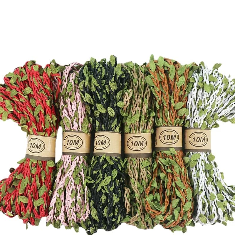 Corda de serapilheira de juta natural, videira artificial, fita de fio, parede de macramé, casamento casa jardim decoração, festa 5m