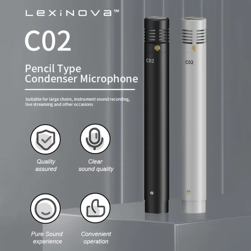 C02 condensador microfone de suspensão de diafragma pequeno tipo lápis microfone com clipe à prova de choque gravação de piano instrumento de áudio c02
