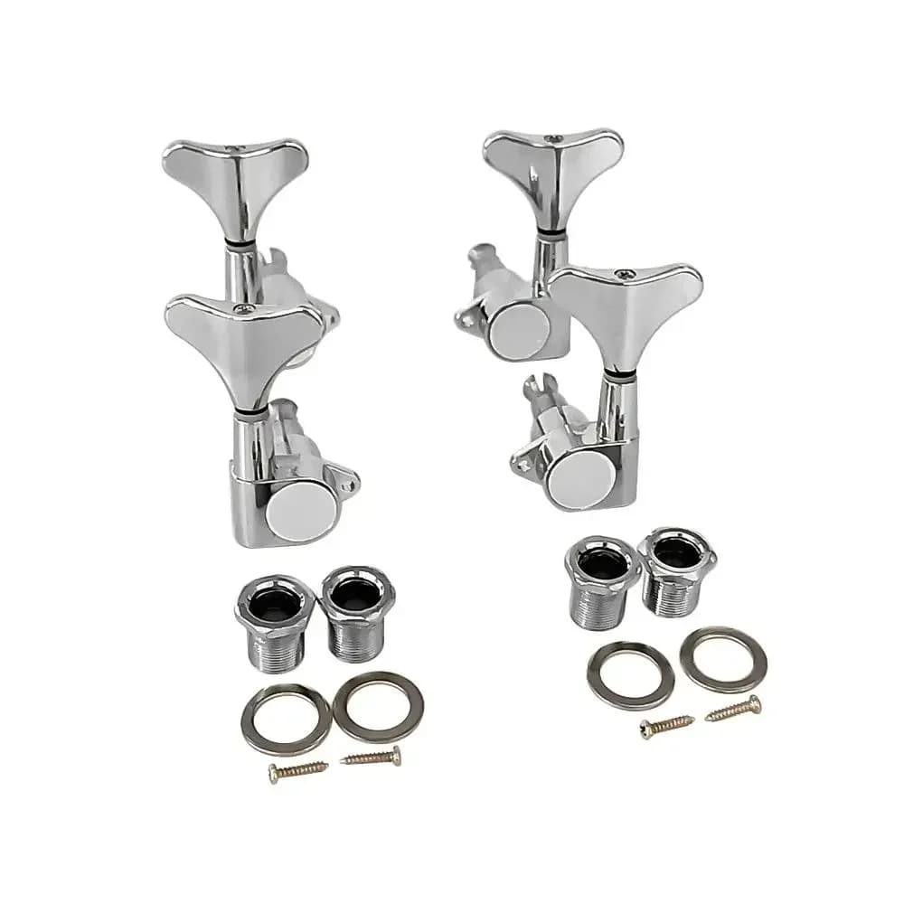 Conjunto de botões de corda de baixo elétrico fechados, cabeças de máquina e afinadores de metal, prata