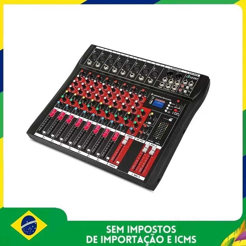 Mixer USB profissional de 8 canais, placa de mesa para mistura de som de áudio, efeitos digitais, consoles de reprodutor de mp3, gravação de palco de computador.