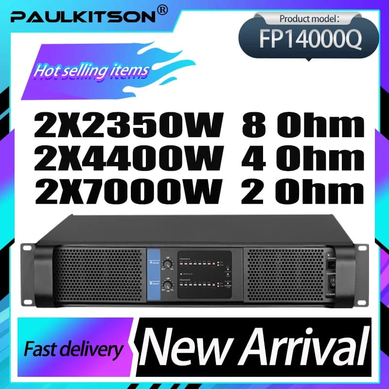 Amplificador de potência profissional de canal duplo PaulKitson FP14000Q 2X2350W adequado para entretenimento em palco de DJ