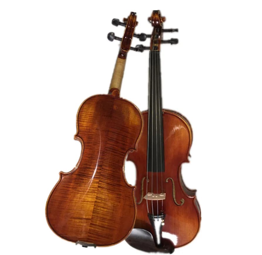 Viola de madeira de bordo de chama natural 15 "-16" Antonio Stradivarius conjunto de viola de madeira maciça marrom com caixa de lona de arco