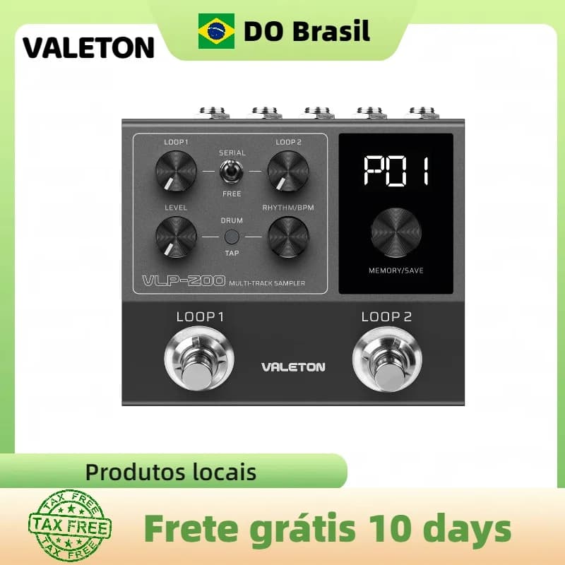 Pedal looper estéreo de pista dupla VALETON para guitarra, baixo, teclado, máquina de tambor vocal 99 espaços de armazenamento de projeto Suporte de software