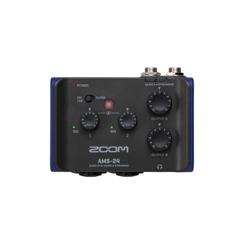 Interface de Áudio USB ZOOM AMS-24 para Músicos e Podcasters com 2 Entradas, 4 Saídas, para Gravação e Streaming em PC, Mac, iOS