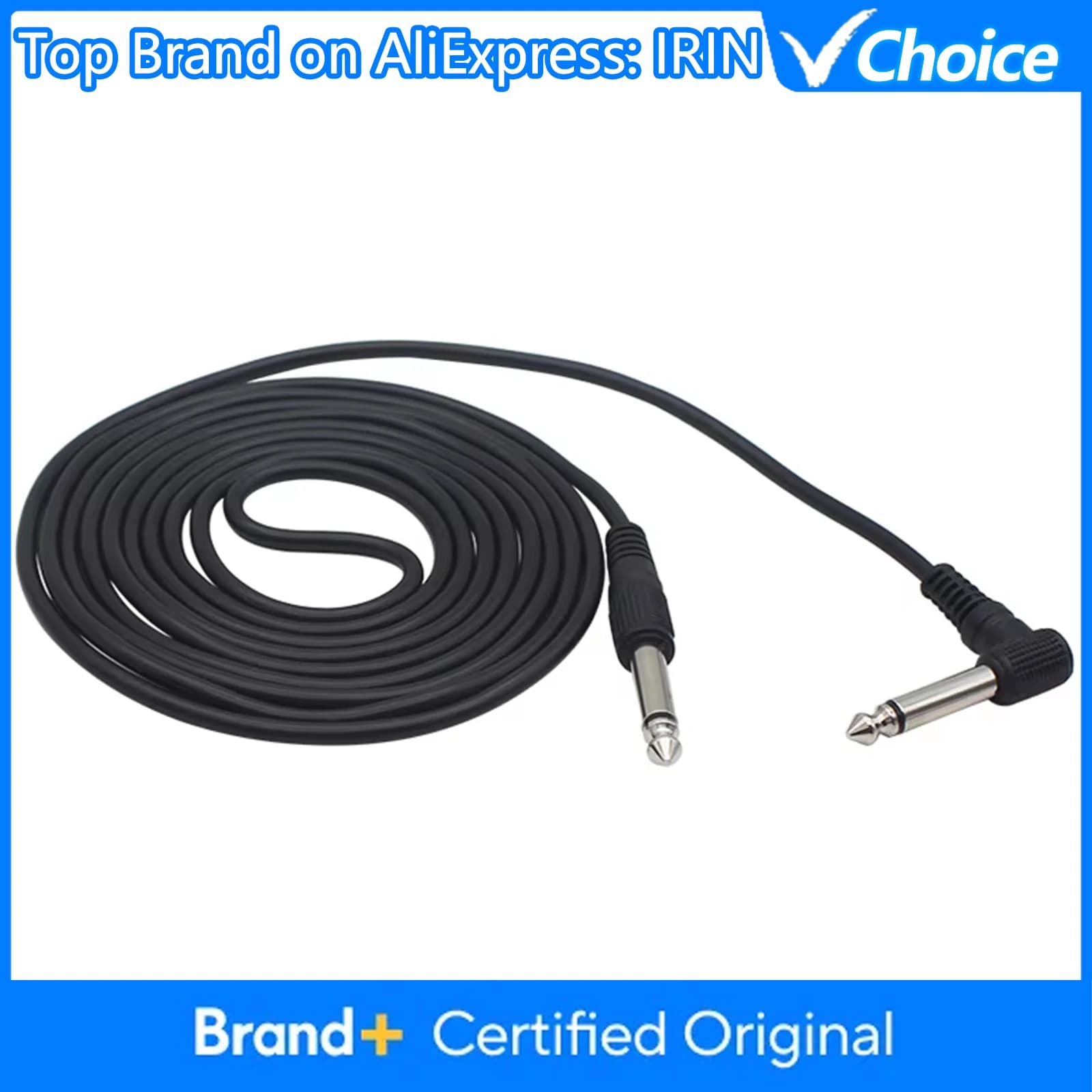 Cabo de conexão IRIN preto de 3m para guitarra elétrica, baixo, teclado, instrumento, conectores 6.35mm