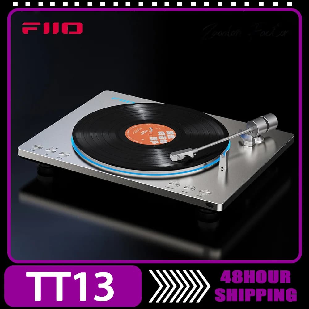 Toca-discos Vintage FiiO TT13, totalmente automático, Bluetooth sem fio, som Hi-Fi, toca-discos estéreo para audiófilos, personalizável.