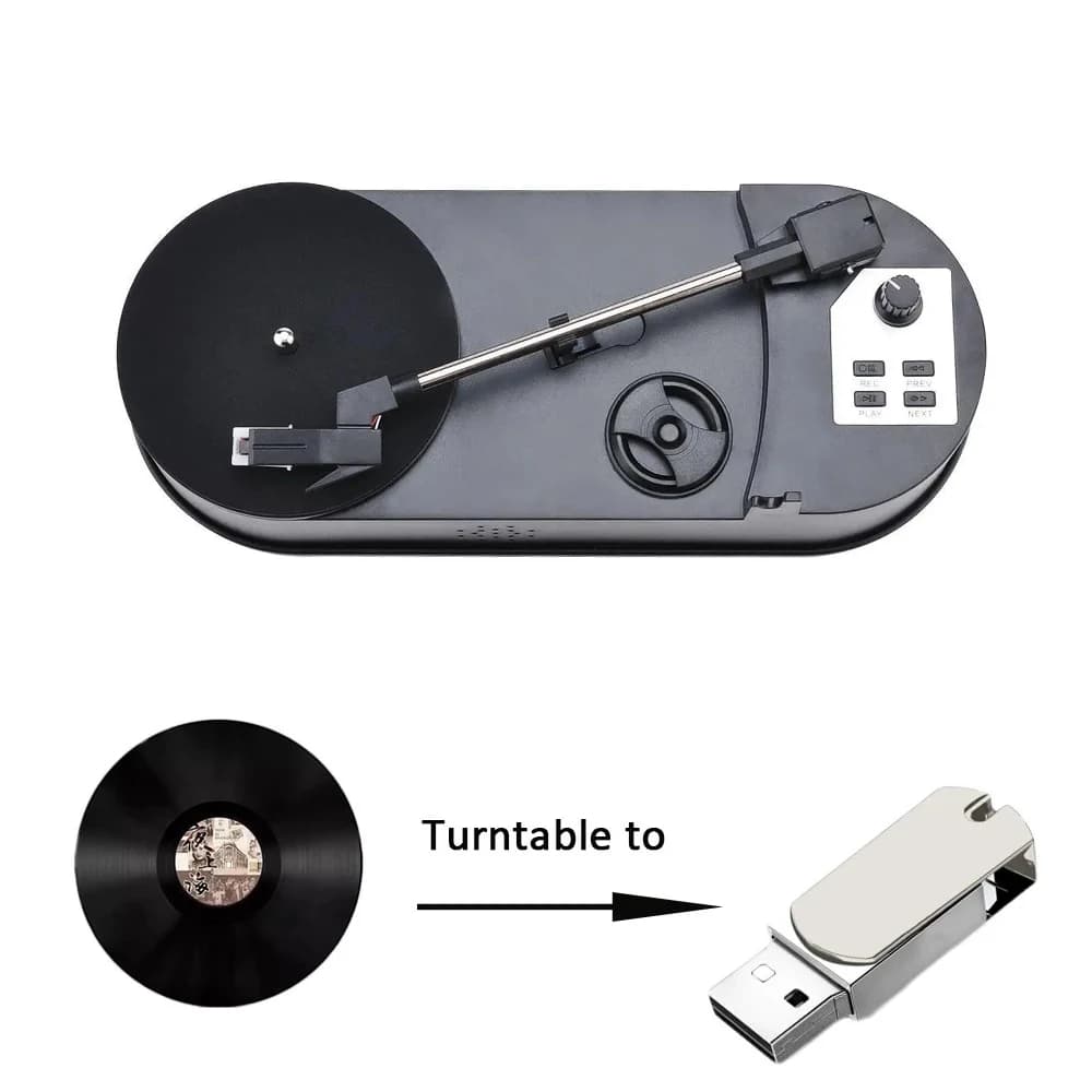 Mini toca-discos de vinil com usb para gravação de mp3, fonógrafo portátil de velocidade dupla, 33-45 rpm, conversor de reprodutor de mesa giratória