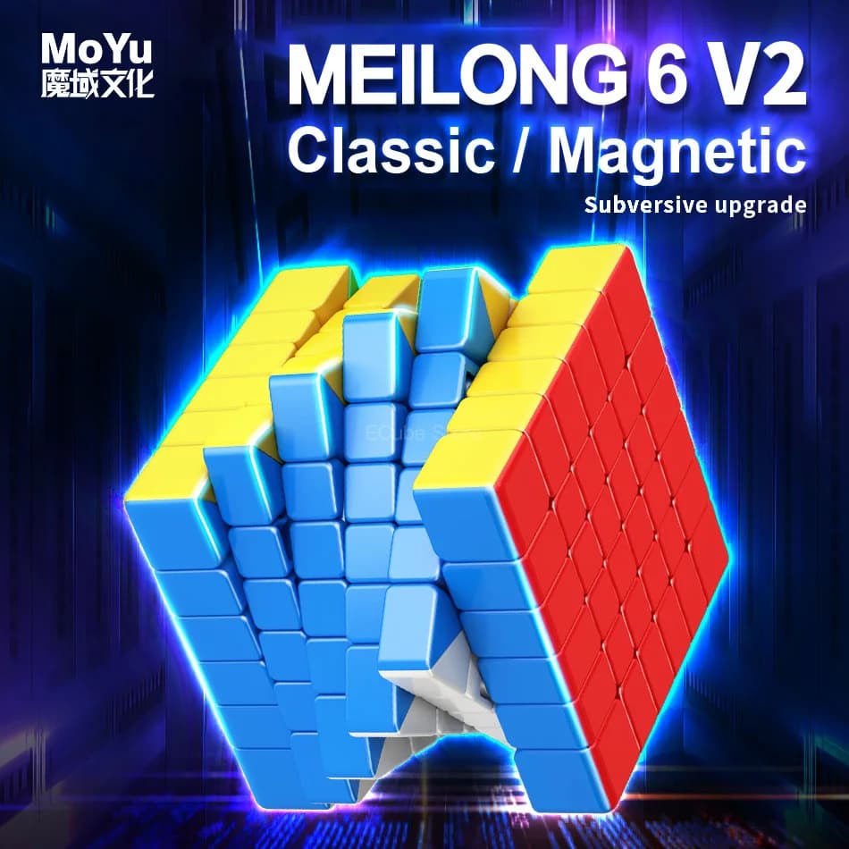 [ECube] MOYU MeiLong 6 V2 6X6 Cubo de velocidade mágica magnética sem adesivos brinquedos profissionais MoYu MeiLong 6 Cubo mágico