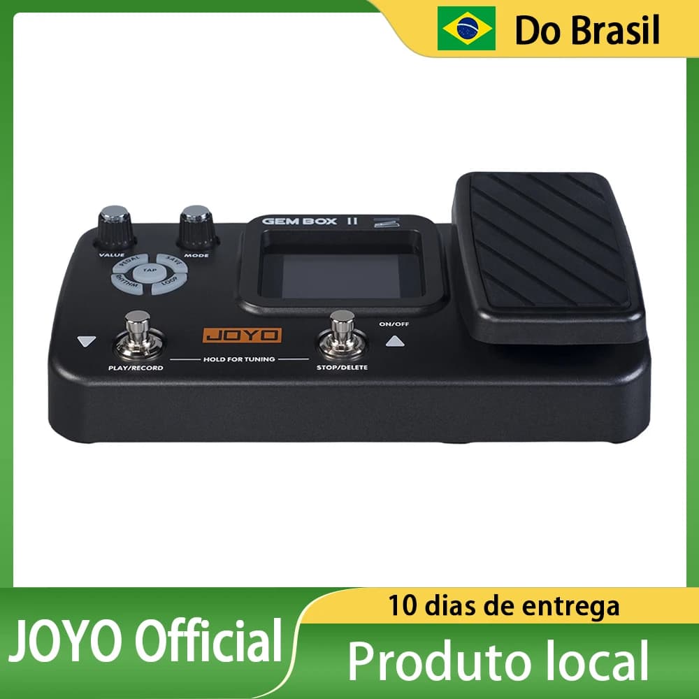 JOYO GEM BOX II Pedal de processador multiefeitos Pedal de expressão 180s Looper & Drum 10 ritmos de metrônomo 23 sons de acionamento