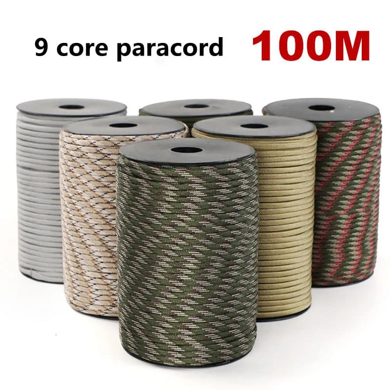 Rolo de corda de paraquedista de 9 núcleos padrão militar 100m