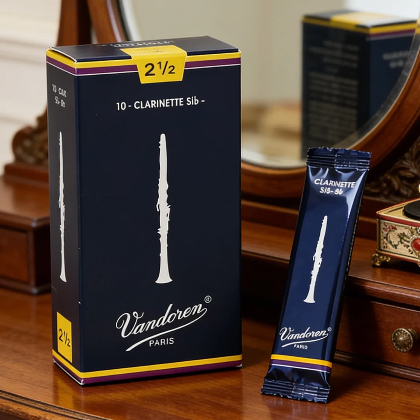 Palhetas Vandoren Tradicionais Originais da França para Clarinete Bb, Caixa Azul, Palhetas de Força para Clarinete