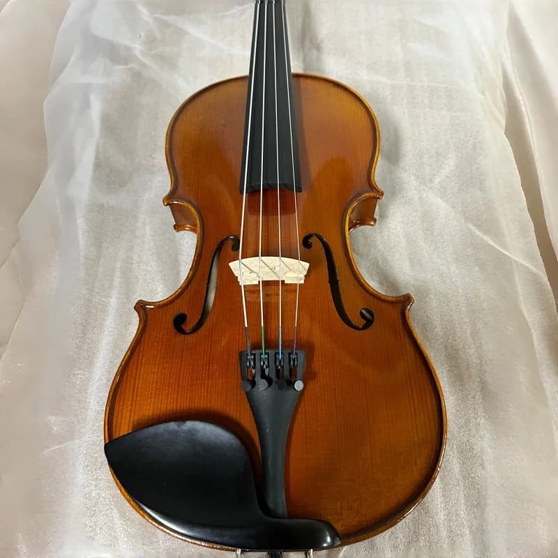 Viola Artesanal 15"-16.5" Antonio Stradivarius Amarelo-Marrom Profissional com Arco e Estojo de Espuma
