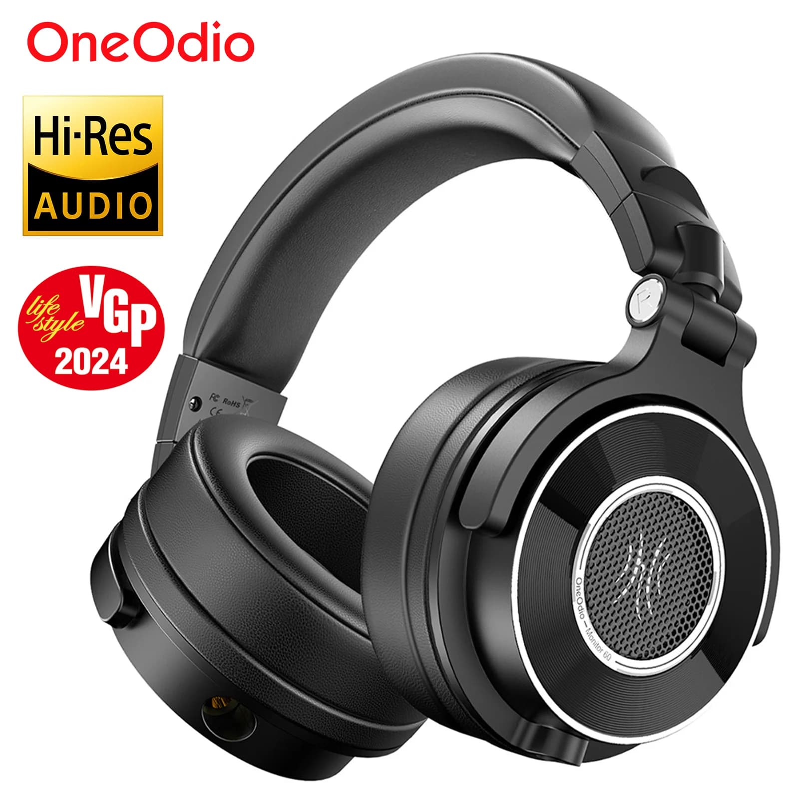 Oneodio monitor 60 com fio fones de ouvido de alta fidelidade estúdio profissional dj fones de ouvido estéreo sobre a orelha com microfone de áudio de alta resolução