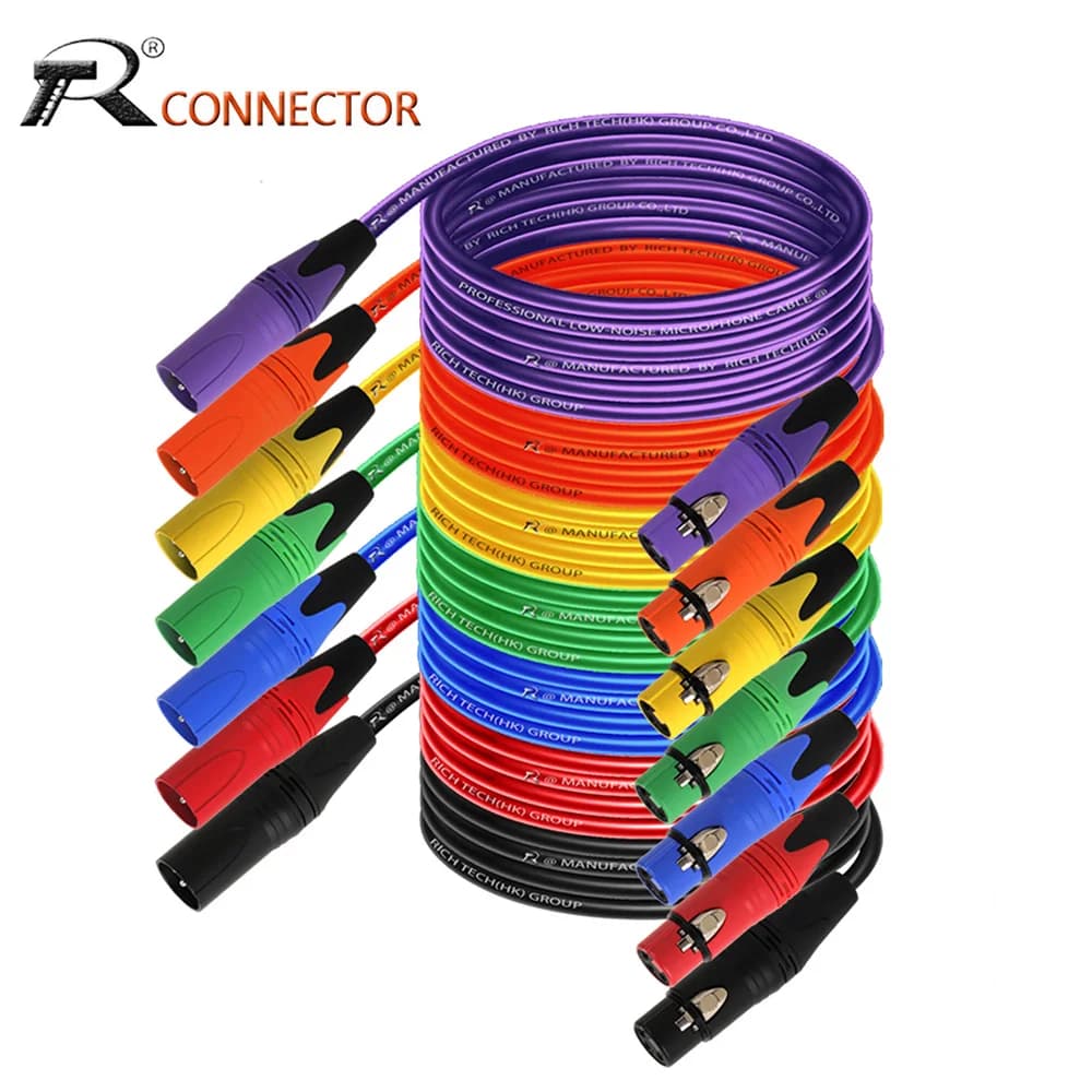 Cabos XLR macho de 3 pinos em cores variadas, cabos de extensão de cobre blindado para microfones, misturadores, amplificadores, palco, gravação, alto-falantes e sistemas