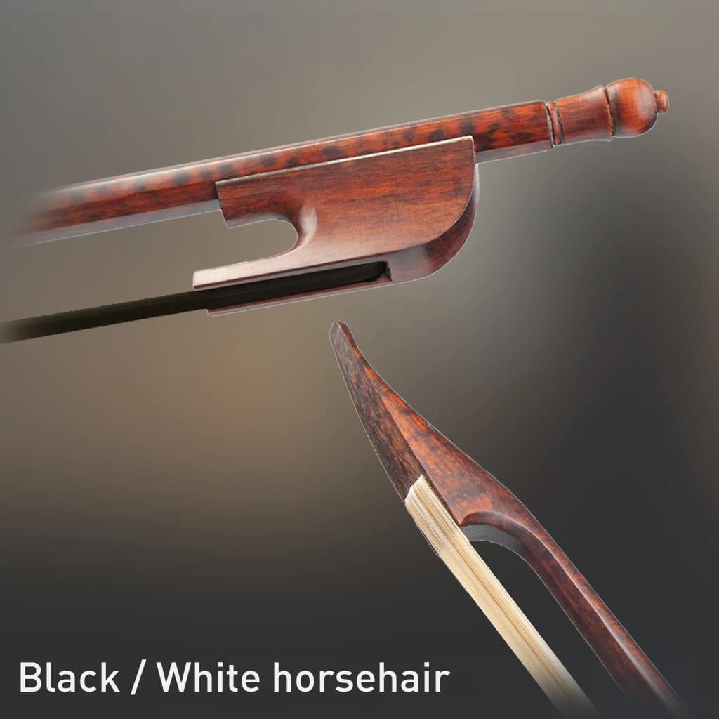 Nai avançado alemão barroco arco cobra vara redonda mongol preto/branco crina bem equilibrada violino/viola/viola arco de violoncelo