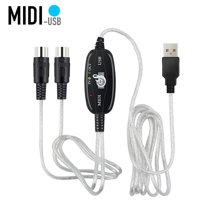 Cabo Adaptador Conversor de Áudio MIDI para USB para PC, Teclado Eletrônico de 5 Pinos
