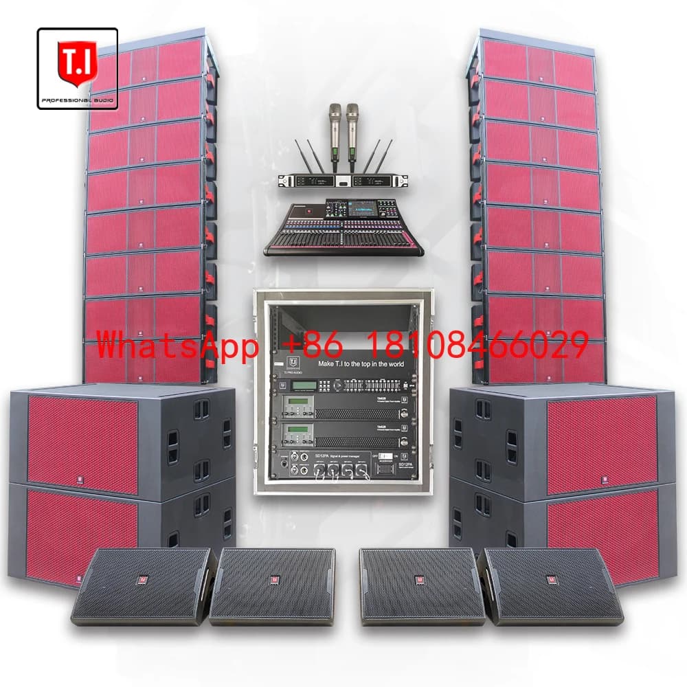 Sistema de Alto-falantes Profissionais com Subwoofer Duplo de 15 Polegadas, Amplificador de Potência, Equipamento de Som para Palco