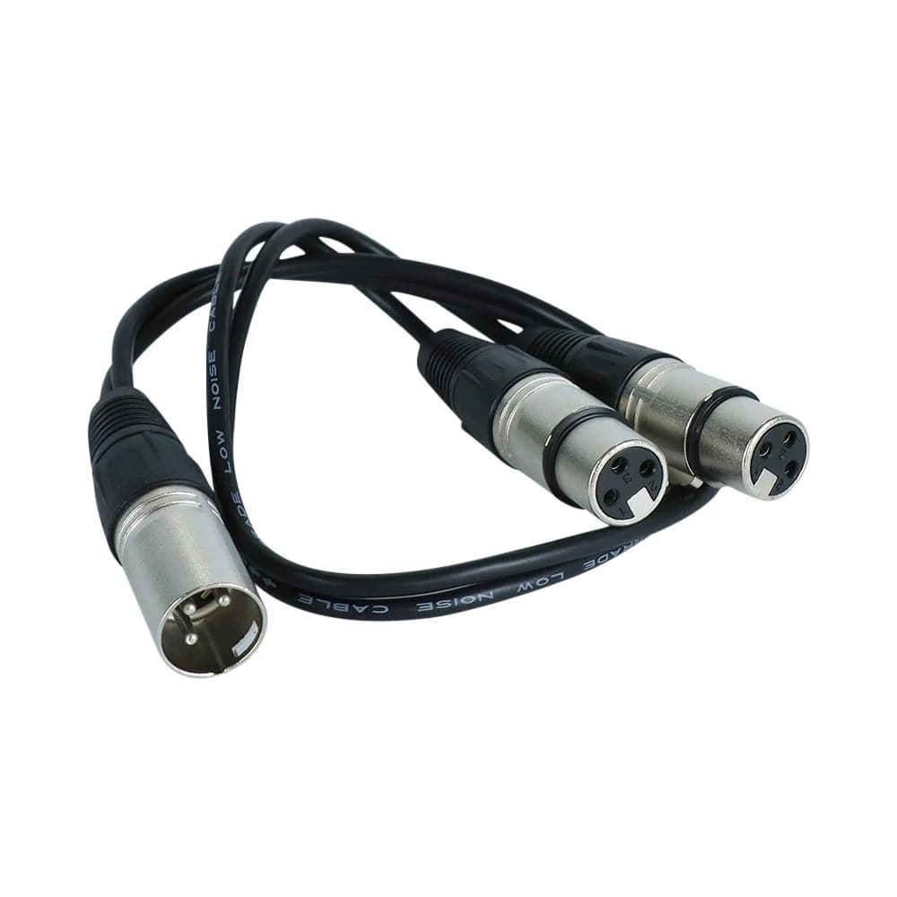Cabo de extensão de áudio XLR macho para fêmea de 35cm com conectores prateados