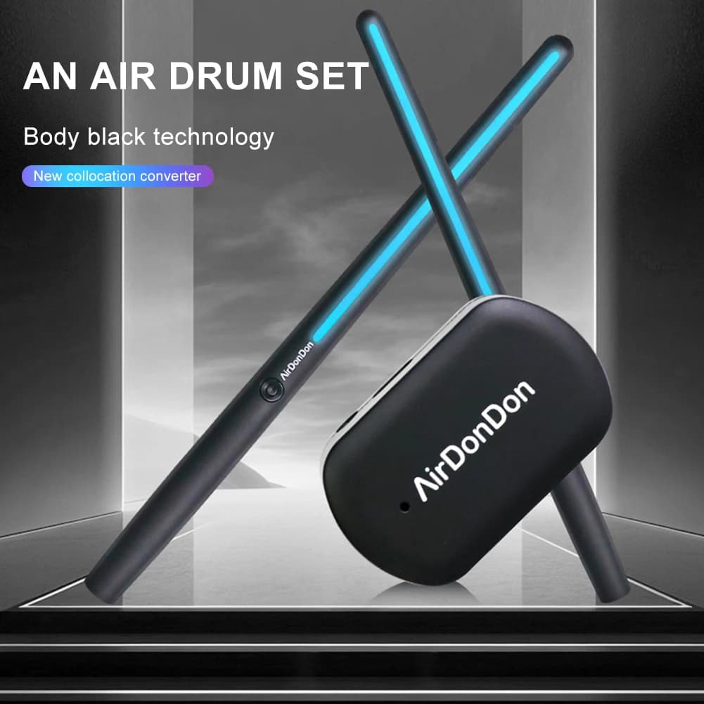 Conjunto de bateria portátil, adaptador de bateria a ar, compatível com bluetooth, baquetas virtuais, conjunto de bateria eletrônica para iniciantes e profissionais
