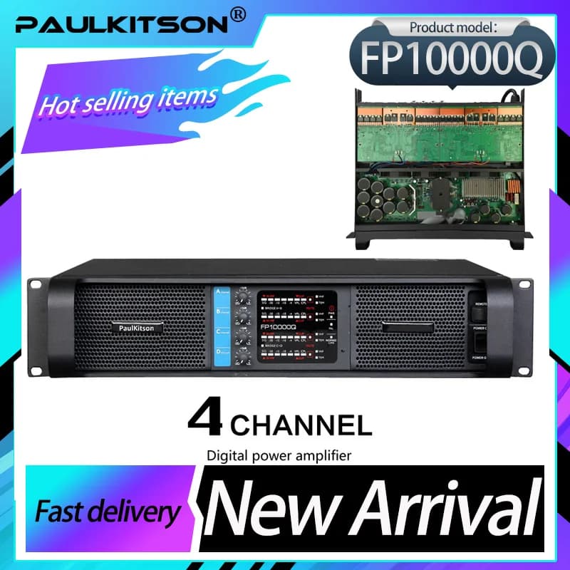 Amplificador de áudio profissional PaulKitson FP10000Q, 4 canais, 4x1350W, novo lançamento