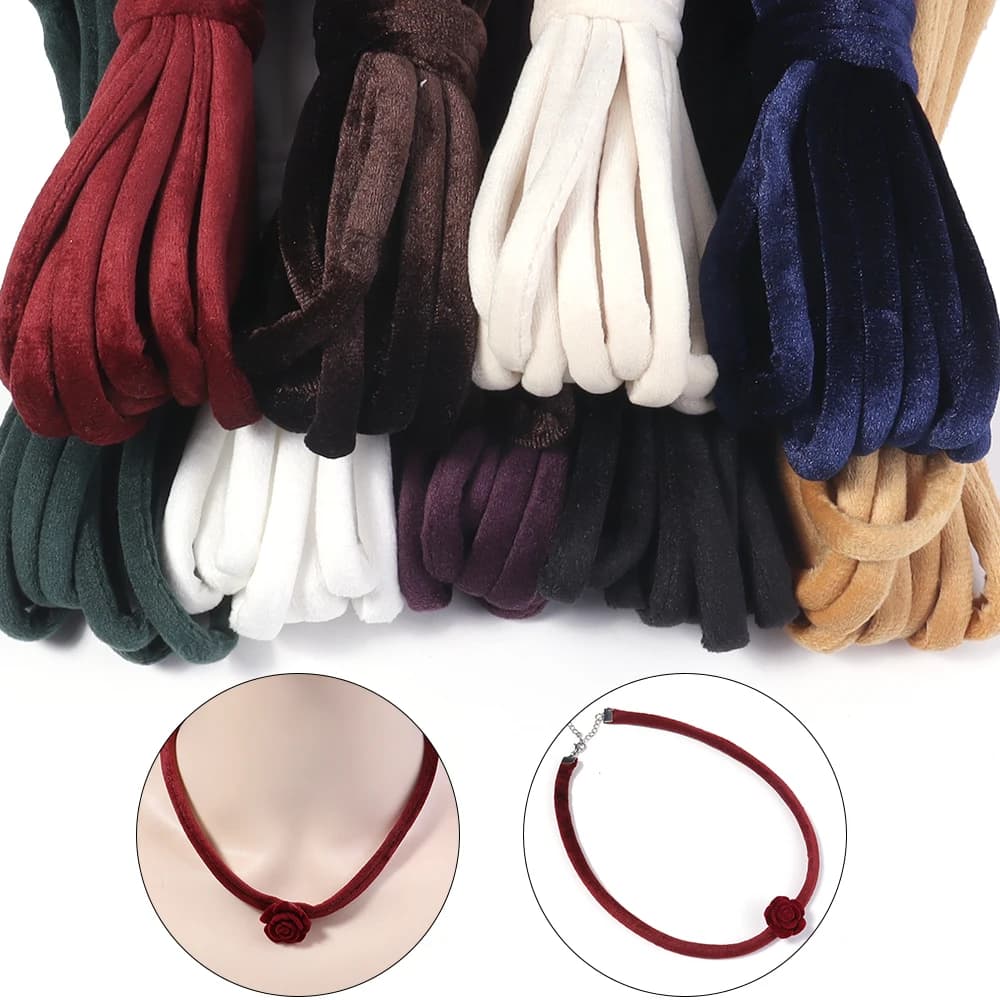 Corda Trançada de Veludo Multicolorida de 4mm e 5 Jardas para Decoração Artesanal, Acessórios para Fazer Cordões de Telefone e Chaveiros DIY