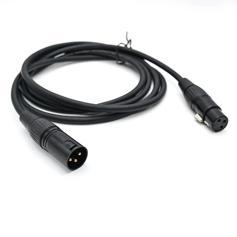 Cabo banhado a ouro 3 pinos XLR macho para fêmea preto