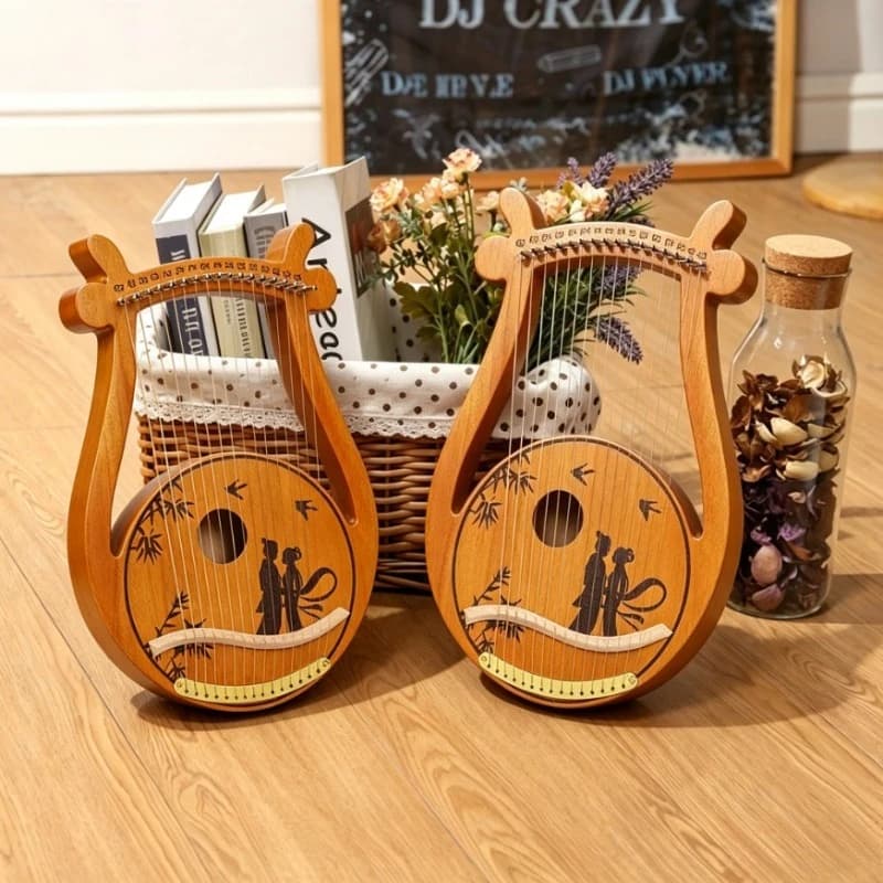 Harpa Lira Portátil de 16 Cordas, Fácil de Aprender, Instrumento de Harpa Pequena de Madeira, Presente Romântico Perfeito para Amantes da Música